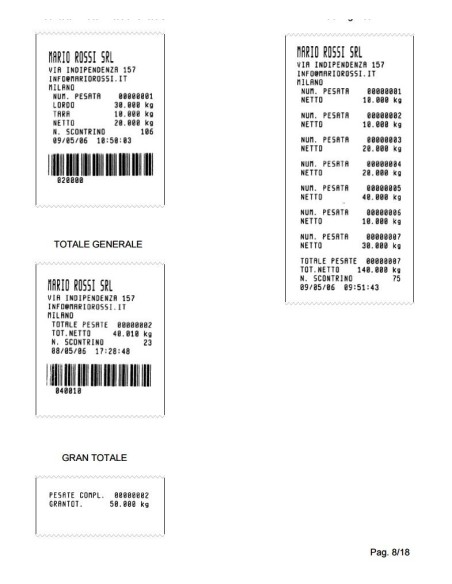 esempio scontrino con dinamometro SMCW con stampante integrata