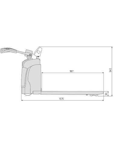 Transpallet Elettrico ELWL dimensioni vista laterale