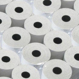 30 rotoli di carta termica da 80m, larghezza 80mm. Foro 12mm. Diametro esterno 77mm.