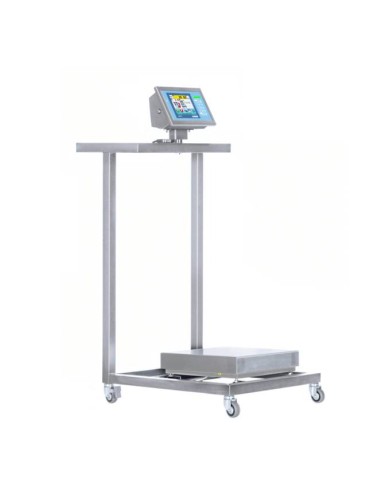 Carrello per bilance con ruote basso in acciaio INOX