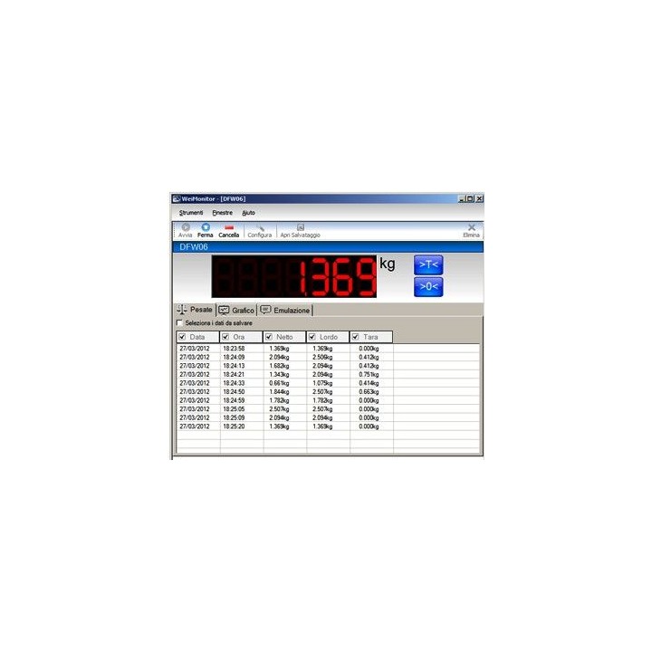 Software PC "WeiMonitor" per monitoraggio pesate eseguite sulla bilancia real time