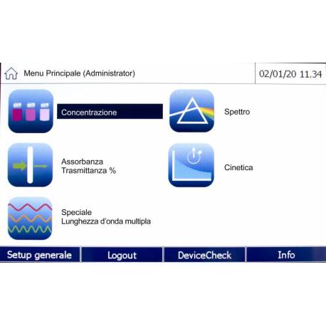 Schermata Spettrofotometro XD 7000 