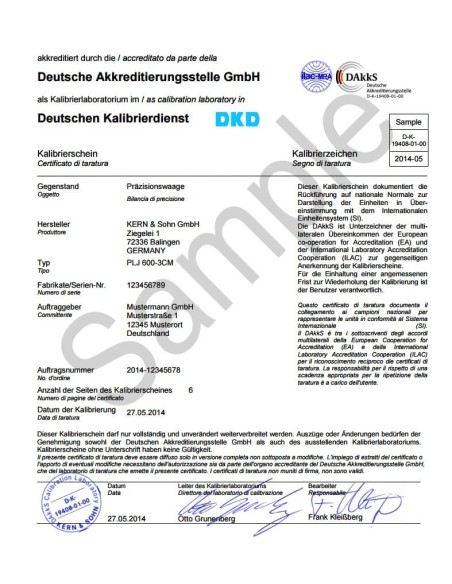 Taratura Lat DAKKS per dinamometri KERN 10 e 12 ton