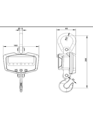 Dimensioni dinamometro digitale CS