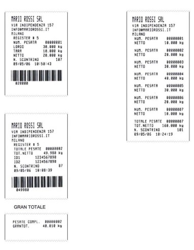 Esempio di stampa con Bilancia Omologata FLK