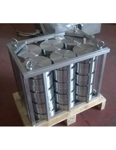 Masse a disco M1 con cesta porta-pesi con ganci realizzata su misura