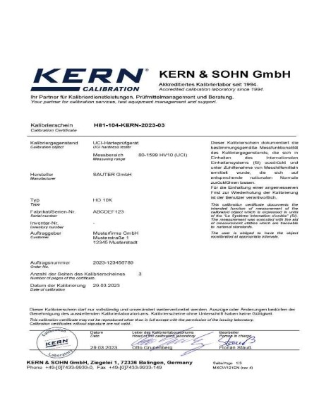 Certificato di taratura ISO su Durometri UCI