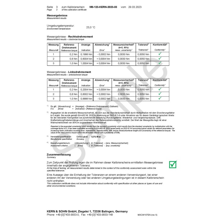 Certificato di taratura ISO su Torsiometri SAUTER 