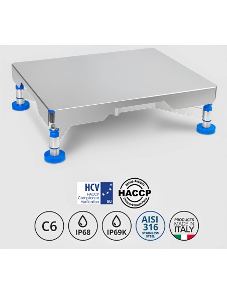 Piattaforma di pesatura inox AISI 316 HACCP IP69K