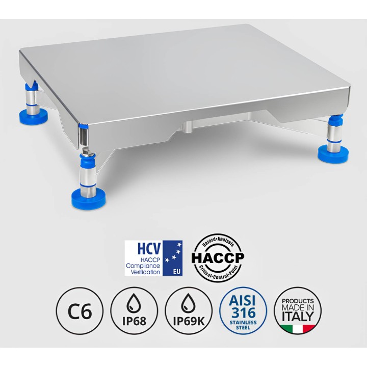Piattaforma di pesatura inox AISI 316 HACCP IP69K
