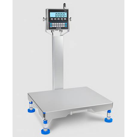 Piattaforma di pesatura inox AISI 316 HACCP IP69K configurata con colonna e display