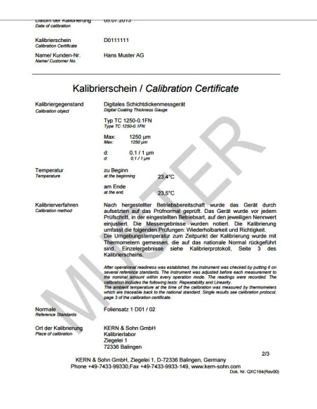 Certificato di Taratura ISO per spessimetri di Materiali
